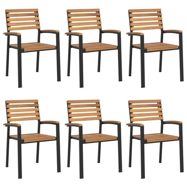 vidaXL 7-daļīgs dārza mēbeļu komplekts, akācijas masīvkoks, metāls