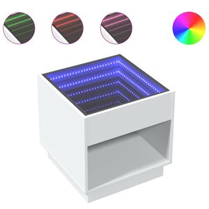 vidaXL kafijas galdiņ&scaron; ar LED, balts, 50x50x50 cm