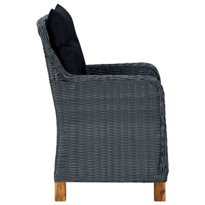 vidaXL dārza krēsli ar matračiem, 2 gab., tumši pelēka PE rotangpalma