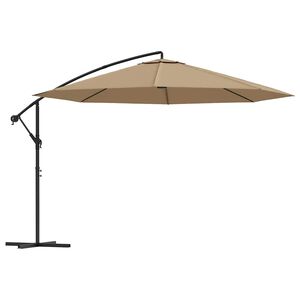 vidaXL saulessargs ar alumīnija kātu, 350 cm, pelēkbrūns