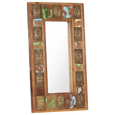 vidaXL spogulis ar Budas dekoriem, 50x80 cm, pārstrādāts masīvkoks