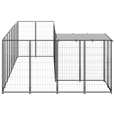 vidaXL suņu voljērs, melns, 6,05 m², tērauds