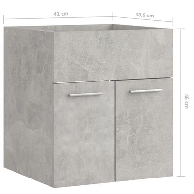 vidaXL izlietnes skapītis, betona pelēks, 41x38,5x46 cm, skaidu plātne