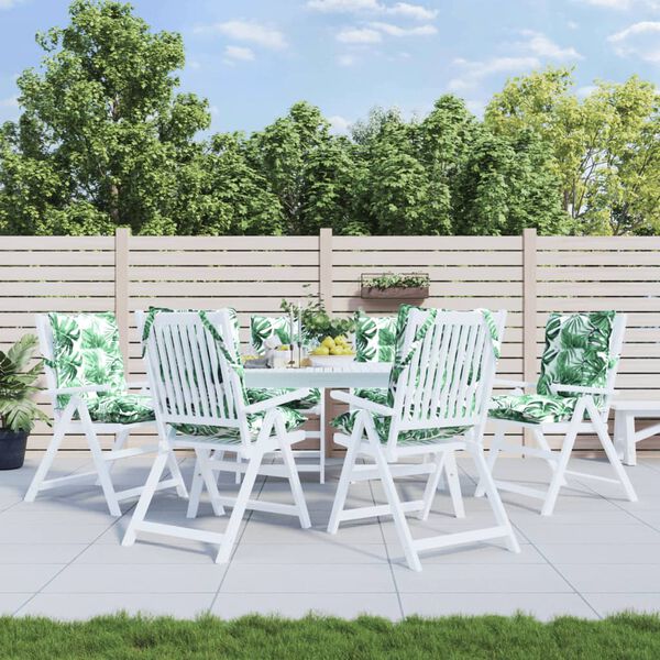 vidaXL krēslu matrači, 6 gab., lapu apdruka, oksforda audums