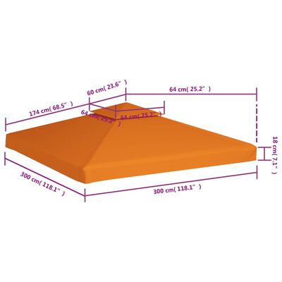 vidaXL nojumes jumta maiņas pārklājs, 3 x 3 m, 310 g/m², oranžs