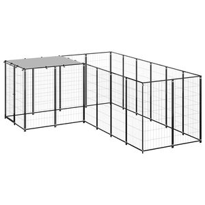 vidaXL suņu voljērs, melns, 4,84 m&sup2;, tērauds