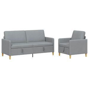 vidaXL Dīvānu komplekts ar glabātuvi 2 pcs Gai&scaron;i pelēka Poliesters
