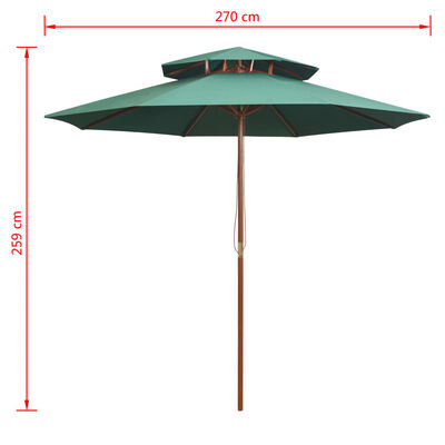 vidaXL saulessargs ar dubultu jumtu, 270x270 cm, koka kāts, zaļš