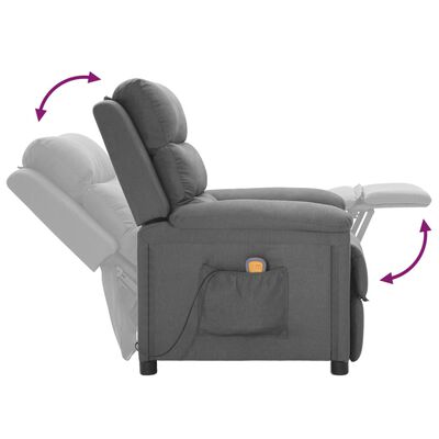 vidaXL masāžas krēsls, gaiši pelēks audums