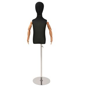 vidaXL Regulējams 120-150 cm manekens ar pamatni Unisex PP Melns