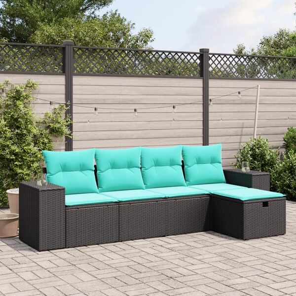 vidaXL 6-daļīgs dārza dīvānu komplekts, matrači, brūna PE rotangpalma