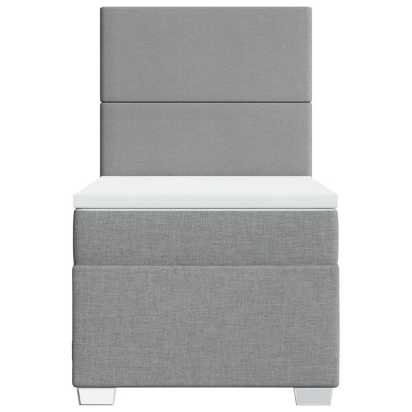 vidaXL atsperu gulta ar matraci, gai&scaron;i pelēka, 90x200 cm, audums