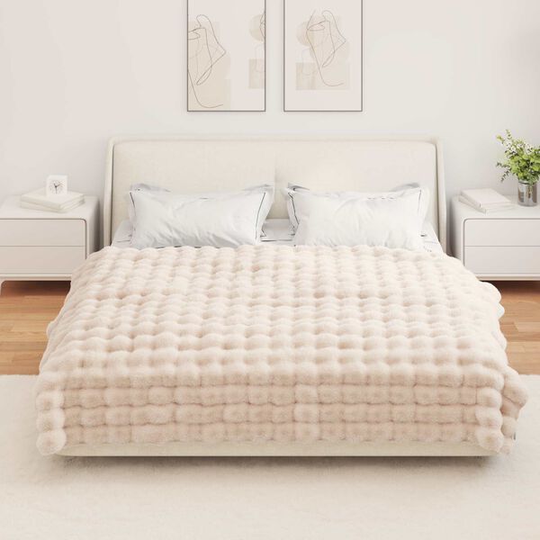 vidaXL Mākslīgā tru&scaron;a kažokādas sega 4 pcs Bē&scaron;a 150 x 220 cm