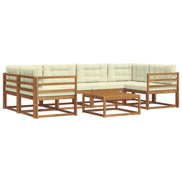 vidaXL Āra dīvānu komplekts ar spilvenu 7 pcs Dabisks un krējuma