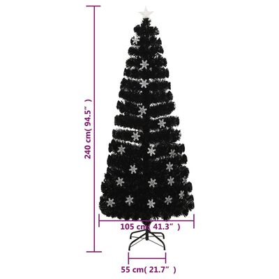vidaXL mākslīgā Ziemassvētku egle, LED, melna, 240 cm, optiskā šķiedra