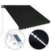 vidaXL automātiski izvelkama markīze, LED, vīnsarkana, 500x300 cm
