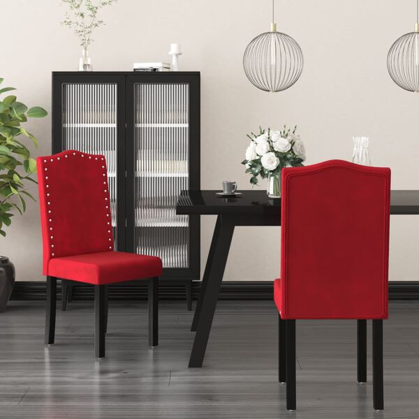 vidaXL virtuves krēsli, 2 gab., vīnsarkans samts