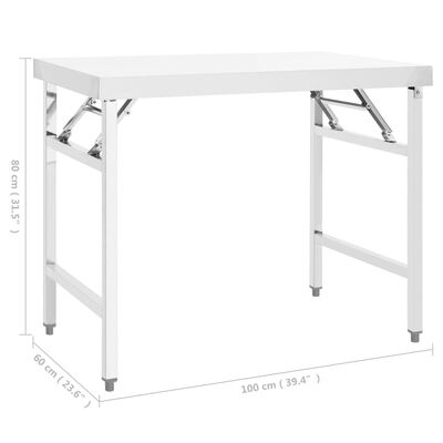 vidaXL virtuves darba galds, 100x60x80 cm, nerūsējošs tērauds