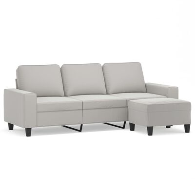 vidaXL trīsvietīgs dīvāns ar kājsoliņu, 180 cm, gaiši pelēks audums