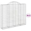 vidaXL arkveida gabiona grozi, 15gb., 200x30x160/180cm, cinkota dzelzs