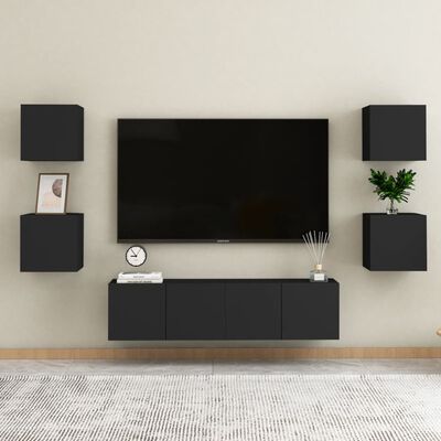 vidaXL sienas TV skapītis, 30,5x30x30 cm, melns