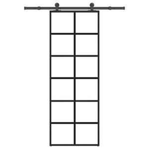vidaXL bīdāmās durvis ar stiprinājumiem, stikls, alumīnijs, 76x205 cm