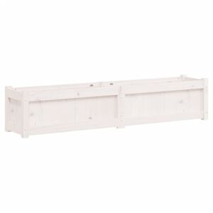 vidaXL dārza puķu kaste, balta, 150x31x31 cm, priedes masīvkoks