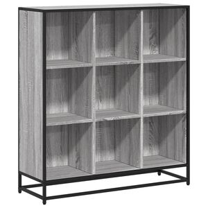 vidaXL grāmatplaukts, pelēks, 97,5x33x107,5cm inženierijas koks&metāls