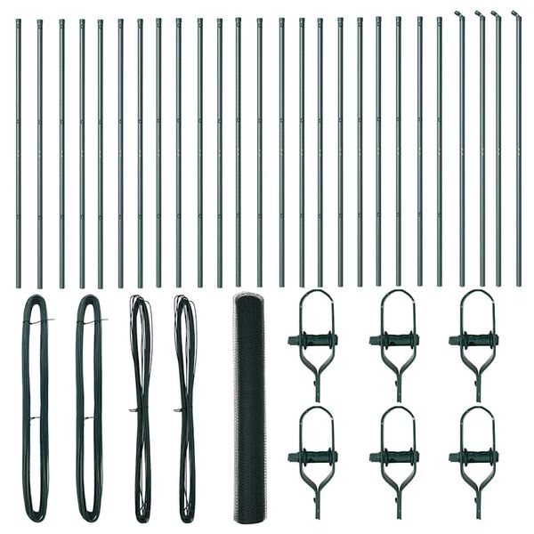 vidaXL Žoga āķis Zaļa 50 x 1,4 m (25 mm siets) Tērauds un PVC