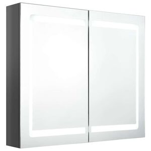 vidaXL vannasistabas skapītis ar spoguli un LED, 80x12x68 cm, pelēks