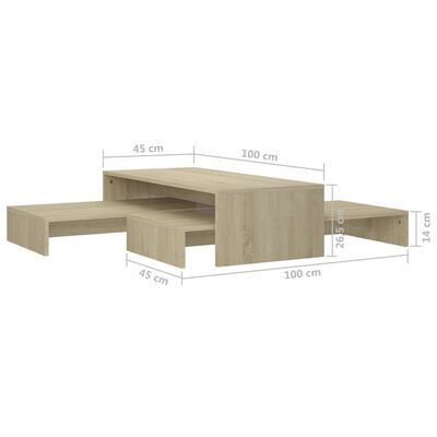 vidaXL kafijas galdiņu komplekts, ozola, skaidu plātne, 100x100x26,5cm