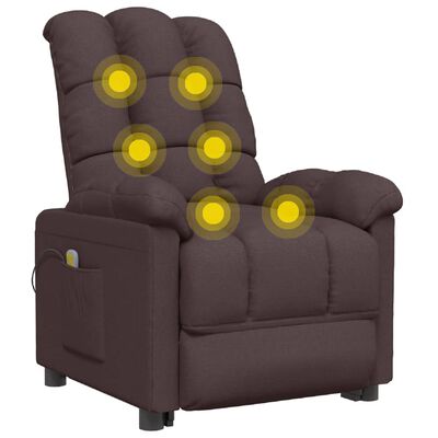 vidaXL masāžas krēsls, tumši brūns audums