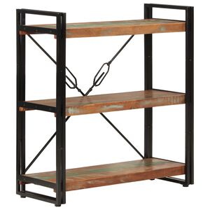 vidaXL grāmatu plaukts, 3 līmeņi, 77x30x80cm, pārstrādāts koks, dzelzs