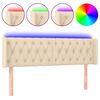 vidaXL gultas galvgalis ar LED, 147x16x78/88 cm, krēmkrāsas audums