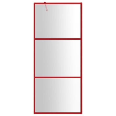 vidaXL dušas siena, caurspīdīgs ESG stikls, 80x195 cm, sarkana