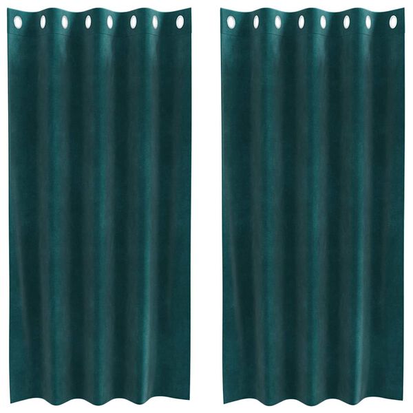 vidaXL Aptum&scaron;ojo&scaron;ie aizkari 2 pcs Tum&scaron;i zaļ&scaron; 140 x 175 cm Samts
