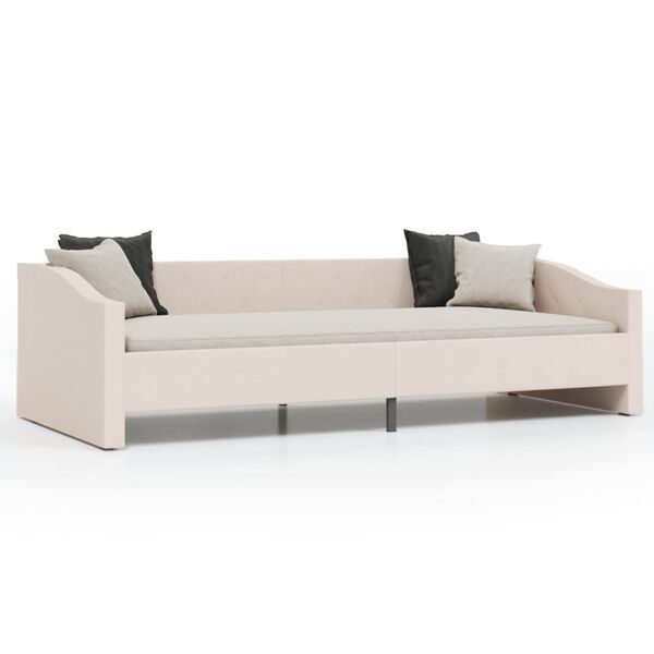 vidaXL dīvāngulta, USB, krēmkrāsas audums, 90x200 cm