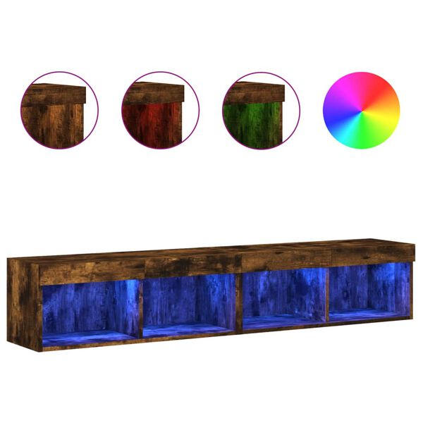 vidaXL TV skapī&scaron;i ar LED lampiņām, 2 gab., ozolkoka krāsa, 80x30x30 cm