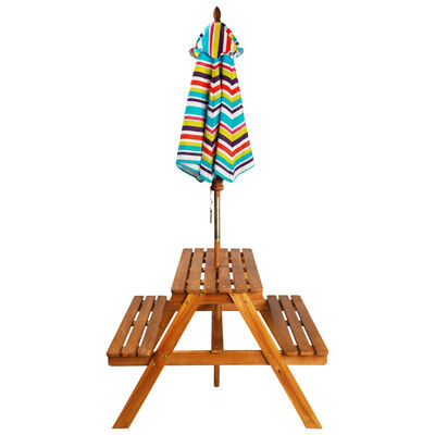 vidaXL bērnu piknika galds ar saulessargu, 79x90x60 cm, akācijas koks