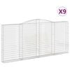 vidaXL arkveida gabiona grozi, 9 gb., 400x30x180/200cm, cinkota dzelzs