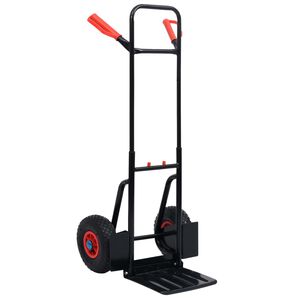 vidaXL teleskopiski rokas ratiņi, 200 kg, melni ar sarkanu