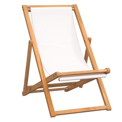vidaXL pludmales krēsls, 56x105x96 cm, tīkkoks, krēmkrāsā