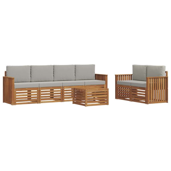 vidaXL Dīvāna komplekti ar spilvenu 7 pcs Dabīgs un gai&scaron;i pelēks