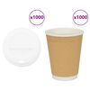 vidaXL papīra kafijas krūzes ar vākiem 1000 gab. 12 unces 300 ml
