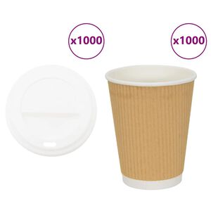 vidaXL papīra kafijas krūzes ar vākiem 1000 gab. 12 unces 300 ml