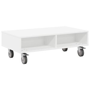 vidaXL Dīvāna galds ar riteņiem Balts 90 x 50 x 30 cm
