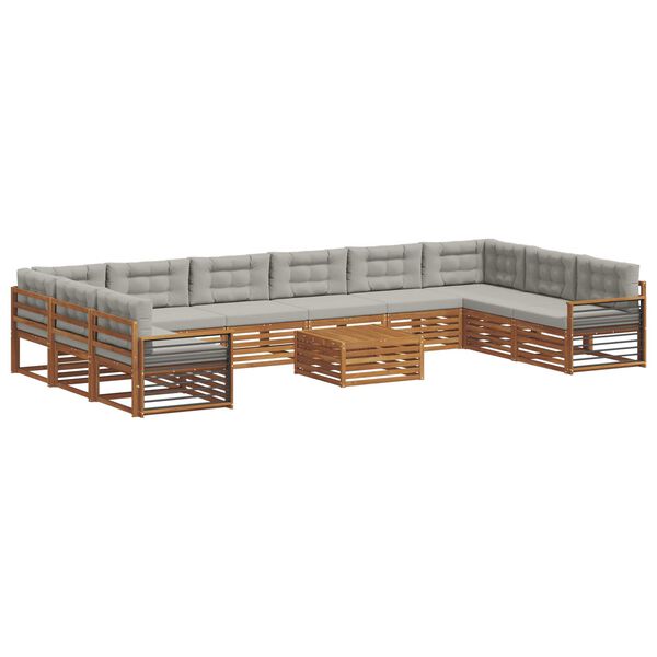 vidaXL Dīvāna komplekti ar spilvenu 11 pcs Dabīgs un gai&scaron;i pelēks