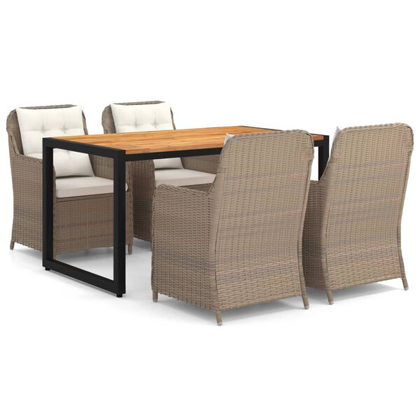 vidaXL 5-daļīgs dārza mēbeļu komplekts, brūns