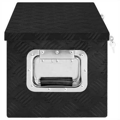 vidaXL uzglabāšanas kaste, melna, 70x31x27 cm, alumīnijs