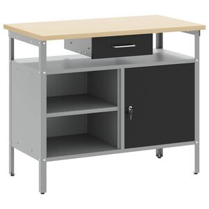 vidaXL Darbagalds ar atvilktni Melns un pelēks 100 x 55 x 85 cm